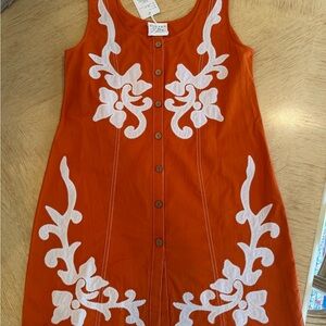 Gorgeous Orange and White Button-Down Dress